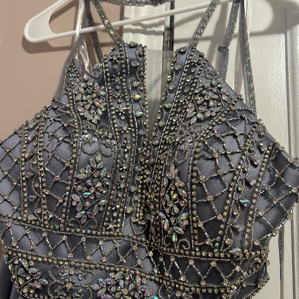 Elegant Silver Embellished Dress